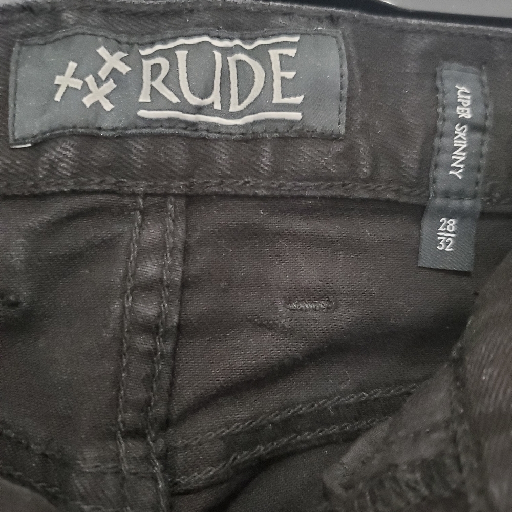 HOT TOPIC - RUDE Black skinny distressed jean SIZE 28 - Picture 5 of 9